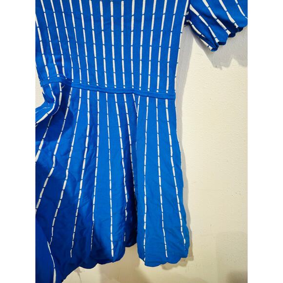 SHOSHANNA Blue White Striped Knit Hourglass Short Sleeve Arcadia Dress sz M - Picture 9 of 16